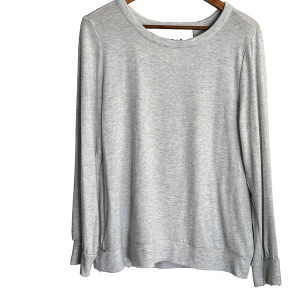 Ann Taylor LOFT Soft Knit Cross Back Sweater L Gray Lounge Cozy - Picture 1 of 5